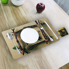 Kuber Industries Horse Design PVC 6 Piece Dining Table Placemat Set with Tea Coasters (Brown)-CTKTC032182