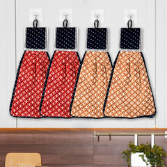 Heart Home Napkin | Washbasin Hanging Napkin | Kitchen Towel with Ties | Napkin for Kitchen | Circle Napkin for Bathroom | Hand Towel for Kitchen | Pack of 4 | Multi