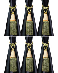 Kuber Industries Beads Beautiful Design Polyester 6 Pieces Curtain Tie Back Tassel Set (Green) CTKTC33569