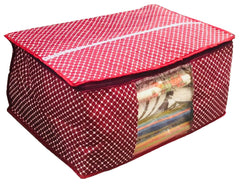 Kuber Industries 3 Piece Quilted Cotton Saree Cover Set, Maroon