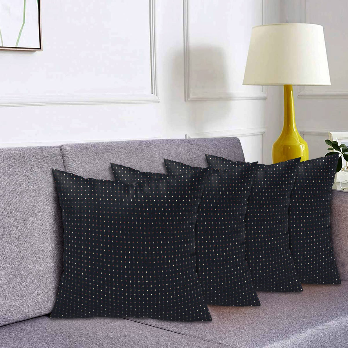 Kuber Industries Dot Print Soft Decorative Square Cushion Cover, Cushion Case For Sofa Couch Bed 16x16 Inch- Pack of 4 (Navy Blue)