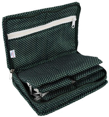 Heart Home Cotton Dot Printed Jewellery Pouch Cum Makeup Organiser Kit (Green & Purple)-Pack of 2-HHEART15454