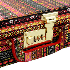 Kuber Industries Tribal seamless Pattern Wooden 4 Rod Bangle Box/Organizer For Bangle, Watches, Bracelets, Jewllery With Mirror & Number Lock System (MultiColour)-47KM0614