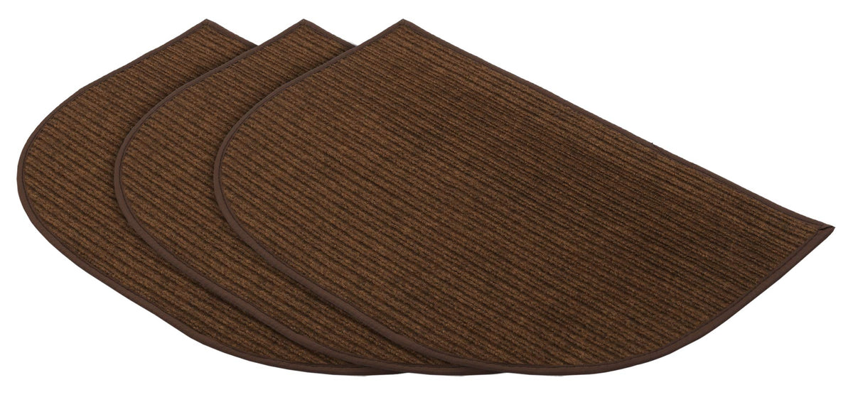 Kuber Industries D-Shape Microfiber Anti Slip 3 Pieces Door Mat (14'' x 23'', Brown)-KUBMART12182