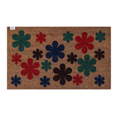 Heart Home Door Mat|Polyethylene Durable & Anti-Slip Natural Flowers Print Floor Mat|Rug for Indoor or Outdoor, 30x20 Inch (Brown)