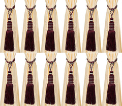 Kuber Industries Polyester 12 Pieces Curtain Tie Back Tassel Set (Maroon) - CTKTC029472