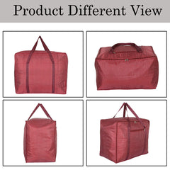 Kuber Industries Travel Duffle Bag for Women Men|Dot Print Large Size Underbed Storage Bag|Polyester Waterproof Wardrobe Organizer|Pack of 2 (Maroon)