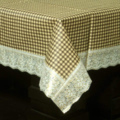Kuber Industries Checkered PVC 6 Seater Dining Table Cover - Brown