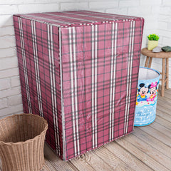 Heart Home Washing Machine Cover | Big Check Design Washing Machine Cover | Soft PVC | Front Load Washing Machine Cover | Maroon