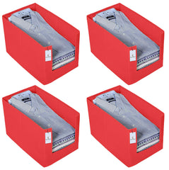Kuber Industries 4 Piece Non Woven Shirt Stacker Wardrobe Organizer Set, Red-CTKTC31853