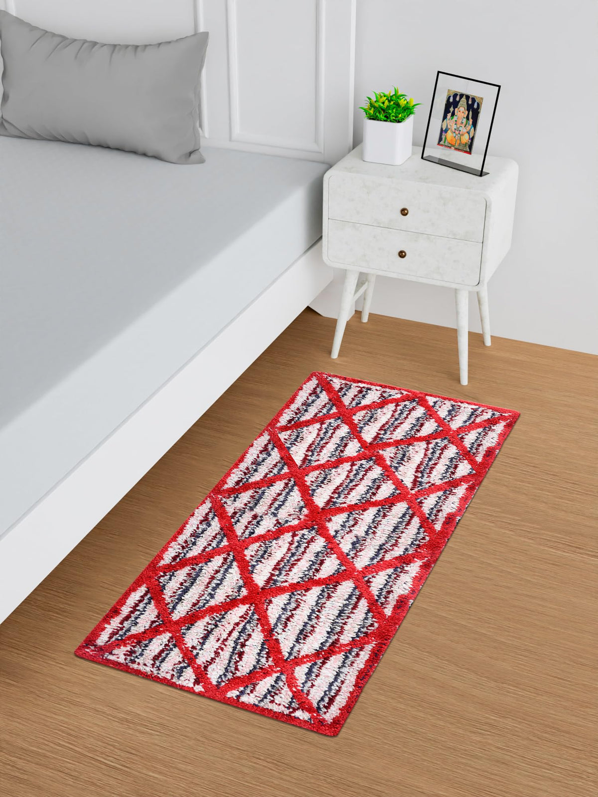 Heart Home Runner | Bedside Runner for Bedroom | Runner for Living Room | Katli Mingle Carpet Runner for Home | Anti Skid Carpet Rug Mat | Kitchen Runner | 22x55 | Red