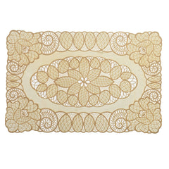 Kuber Industries Floral Design Virgin Viny Soft Fabric 6 Pieces Dining Table Placemat Set (Cream) - CTKTC045903