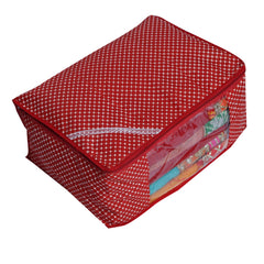 Kuber Industries 2 Piece Hathkadi Print Quilted Cotton Saree Cover Set, Red