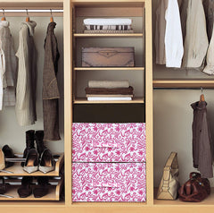Kuber Industries Leaf Print Non Woven Fabric 2-Replacement Drawer Storage And Cloth Organizer Unit for Closet (Pink)-KUBMART16006