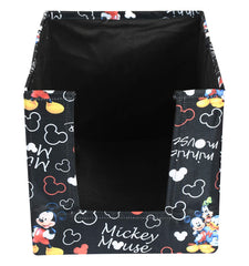 Kuber Industries Disney Mickey Print Non-Woven Fabric 3 Pieces Foldable Cloth Storage Boxes Organizer for Wardrobe With Handle (Black)-KUBMART16073