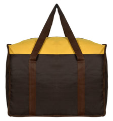 Kuber Industries Medium Size Water Resistant Foldable Reusable Shopping Bag, Grocery Bag, Large Storage Bin Tote Bag for Clothes,Toys,Shoes and Picnic-Pack of 3 (Brown & Yellow)