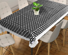 Heart Home Dot Print PVC Dining Table Cover/Table Cloth for Home Decorative Luxurious 6 Seater, 60"x90" (Black) 52HH3947