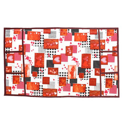 Kuber Industries Hearts Design 3 Pieces PVC Fridge Mats,2 Piece Handle Cover and 1 Piece Fridge Top Cover (Maroon) CTKTC33684