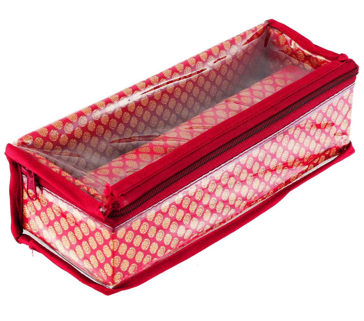 Kuber Industries Polka Dots Design Brocade Hardboard One Rod Bangle Box (Pink) - CTKTC038834