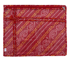 Heart Home Bandhani Print PVC Foldable Single Saree Cover|Clothes Storage For Saree, Lehenga, Suit With Transparent Pack of 3 (Red)