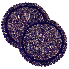 Heart Home Door Mat | Round Shape Feather Door Mat | Cotton Reversible Mat | Door Mat for Kitchen | Door Mat for Home | 20 Inch | Large | Pack of 2 | Purple