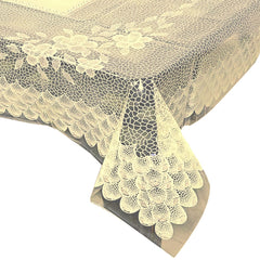 Heart Home 40"x60" Floral Design PVC Waterproof & Antislip Center Table Cover for 4 Seater (Gold)