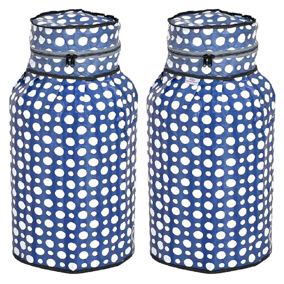 Heart Home PVC Dot Print Waterproof and Dustproof Cylinder Cover for Home & Kitchen Pack of 2 (Blue) 52HH3944