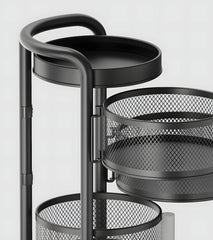 Kuber Industries 4Th Generation Round Rotating Rack|4-Layer Kitchen Trolley with 360 Rotation|Portable Storage Rack for Bathroom, Bedroom (Black)