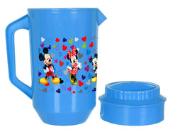 Heart Home Multiuses Mickey & Friends Print Leak Proof Unbreakable Plastic Water Jug with Lid for Water, Juice, Milk 2 Liter Pack of 2 (Blue)