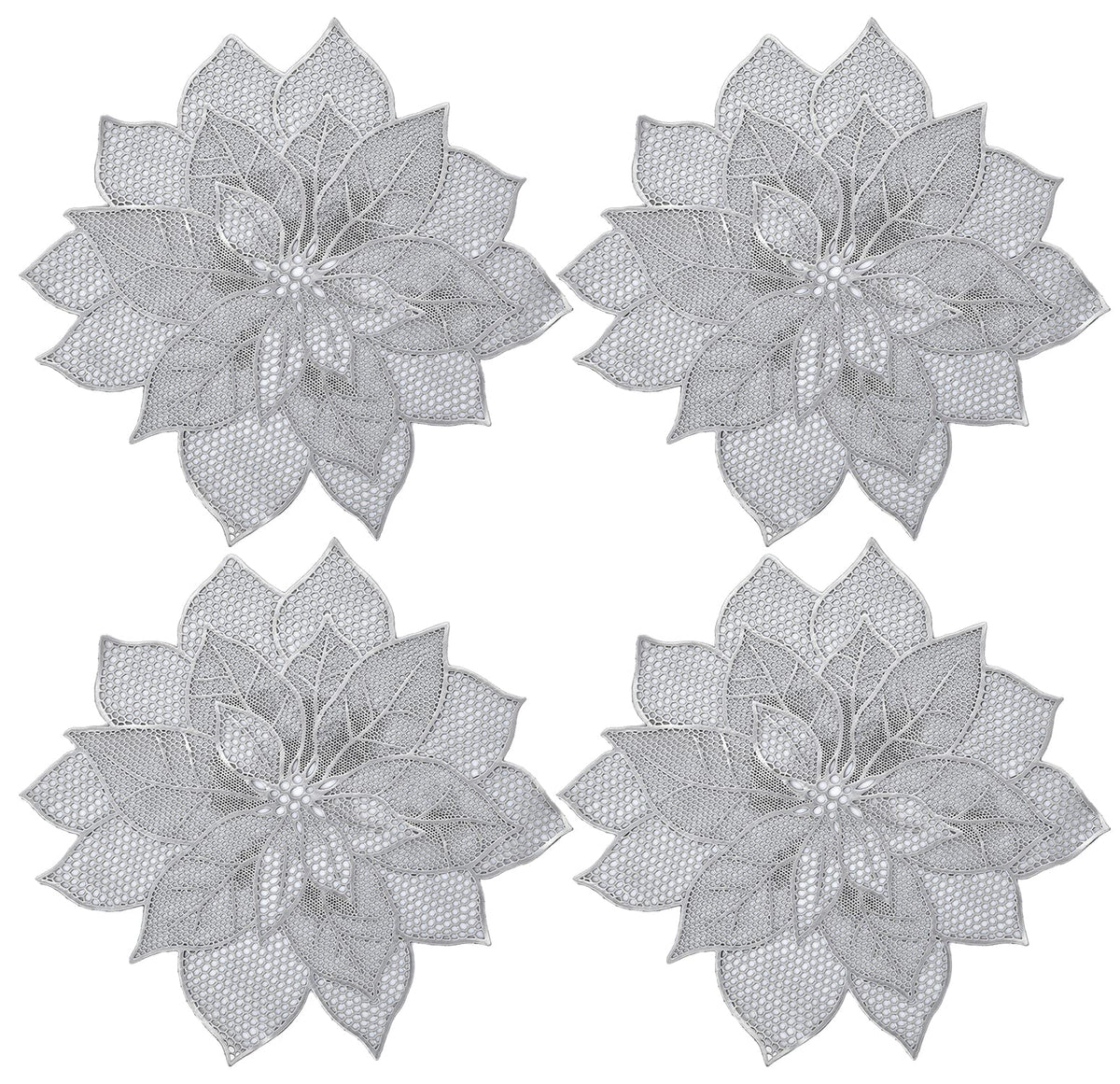 Kuber Industries Flower Design Soft Leather Table Placemats, Set of 6 (Silver)-HS43KUBMART26098, Standard