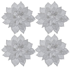 Kuber Industries Flower Design Soft Leather Table Placemats, Set of 4 (Silver)-HS43KUBMART26096, Standard
