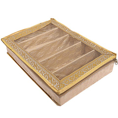 Kuber Industries Brocade Cloth 5 Rod Bangle Box, Gold