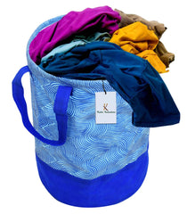 Kuber Industries Laheriya Printed Waterproof Canvas Laundry Bag|Toy Storage|Laundry Basket Organizer 45 L (Blue) CTKTC034625