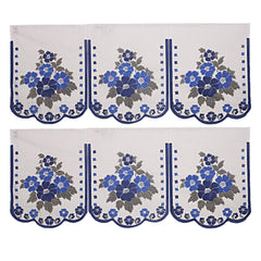 Kuber Industries Flower Cotton 7 Piece 5 Seater Sofa Cover with Center Table Cover (Blue and Cream) - CTKTC022292