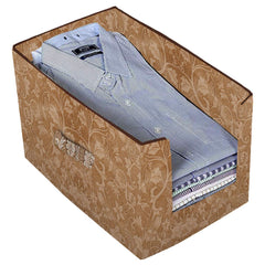 Kuber Industries Metallic Printed 6 Piece Non Woven Shirt Stacker Wardrobe Organizer Set, (Beige) - CTKTC034890