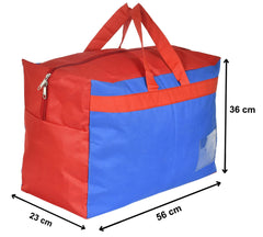 Heart Home Canvas Multi-Purpose Storage Bag/Clothing Storage Organizer(Blue & Red)