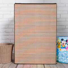 Heart Home Washing Machine Cover | Mini Check Print Washing Machine Cover | Soft PVC | Top Load Fully-Automatic Washing Machine Cover | Brown