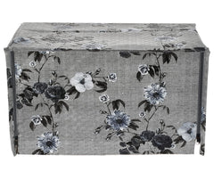 Heart Home PVC Flower Printed Microwave Oven Cover,23 LTR. (Grey)-50HH01260