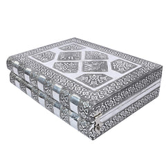 Heart Home Wooden Handmade Jewellery Box for Women (Silver) - CTHH10619, Standard