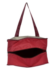 Kuber Industries Small Size Canvas Shopping Bags for Carry Milk Grocery Fruits Vegetable with Reinforced Handles jhola Bag-Pack of 2 (Maroon & Grey)