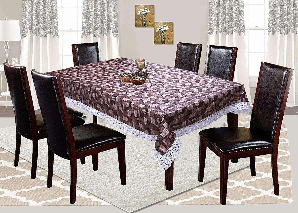 Heart Home Dining Table Cover Tablecloth Waterproof Protector 6 Seater with Fork Printed, 60 X 90 Inches Rectangle (Brown), Standard (HS_36_HEARTH019097)