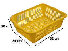 Heart Home Plastic 2 Pieces Kitchen Small Size Dish Rack Drainer Vegetables and Fruits Washing Basket Dish Rack Multipurpose Organizers (Yellow)- HEART3617,Standard