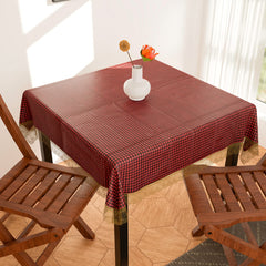 Heart Home Square Table Cover for 4 Seater|PVC Waterproof Check Pattern Tablecloth Indoor & Outdoor|48x48 Inch (Red)