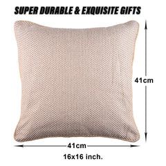 Heart Home Cushion Cover | Sofa Cushion Covers | Square Cushion Covers | Jute Cushion Covers | Couch Cushion Covers | Set of 5 | 16 Inch | Cream