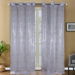 Heart Home Stone Print Stain-Resistant & Waterproof PVC AC Curtain for Home, Office, Restaurant 7 Feet with 6 Grommets Pack of 2 (Transparent)