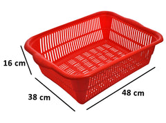 Heart Home Plastic Kitchen Large Size Dish Rack Drainer Vegetables and Fruits Washing Basket Dish Rack Multipurpose Organizers (Red)- HEART3808