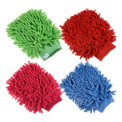 Heart Home Chenille Mitts|Microfiber Cleaning Gloves|Inside Waterproof Cloth Gloves|100 Gram Weighted Hand Duster|Chenille Gloves for Car|Glass|Pack of 4 (Multicolor)