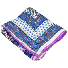 Kuber Industries Floral Print All-Season Microfiber Filler Cotton Reversible Double Bed Quilt, Blanket 90"x100" (Blue)-48KM020