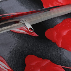 Heart Home Cushion Cover|Sofa Cushion Covers|Rose Print Sitting Cushion Cover|Cotton Cushion Filler|16x16 Inch|Set of 5 (Red)