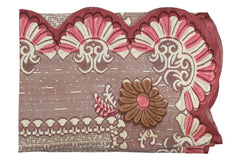 Heart Home Flower Printed Home Decorative Luxurious 4 Seater Cotton Center Table Cover/Table Cloth, 40"x60" (Pink & Brown)-44HH032